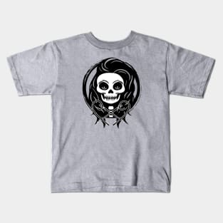 Female Craft Artist Skull and Needles Black Logo Kids T-Shirt